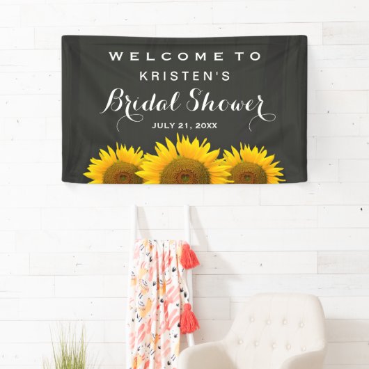 Vrijgezellenfeest Elegant Sunflower Chalkboard Wel Spandoek (Insitu)