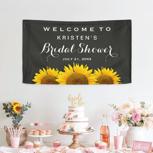 Vrijgezellenfeest Elegant Sunflower Chalkboard Wel Spandoek