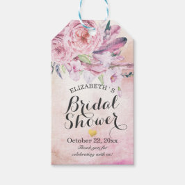 Vrijgezellenfeest Elegant Waterverf Floral Feather Cadeaulabel