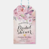 Vrijgezellenfeest Elegant Waterverf Floral Feather Cadeaulabel (Achterkant)