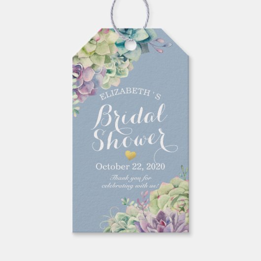 Vrijgezellenfeest Elegant Waterverf Succulente Pla Cadeaulabel (Voorkant)