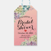 Vrijgezellenfeest Elegant Waterverf Succulente Pla Cadeaulabel (Achterkant)