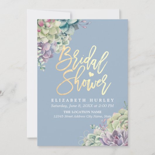 Vrijgezellenfeest Elegant Waterverf Succulente Pla Kaart (Voorkant)