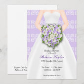 Vrijgezellenfeest Elegant Wedding Dress Lila Flowe Kaart (Voorkant / Achterkant)