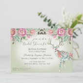 vrijgezellenfeest Elegant Wild Roos Floral Deer An Kaart (Staand voorkant)