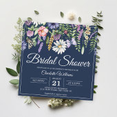 Vrijgezellenfeest Elegant Wildflower Navy Blauw Bl Kaart