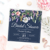 Vrijgezellenfeest Elegant Wildflower Navy Blauw Bl Kaart