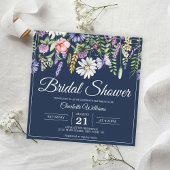 Vrijgezellenfeest Elegant Wildflower Navy Blauw Bl Kaart