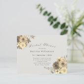 Vrijgezellenfeest Elegant Yellow Rose Grey Uitnodi Briefkaart (Staand voorkant)