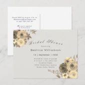 Vrijgezellenfeest Elegant Yellow Rose Grey Uitnodi Briefkaart (Voorkant / Achterkant)