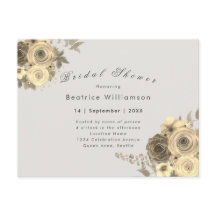 Vrijgezellenfeest Elegant Yellow Rose Grey Uitnodi