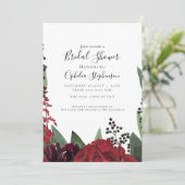 Vrijgezellenfeest | Elegante Bourgogne Marsala Flo Aankondiging (Staand voorkant)