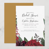 Vrijgezellenfeest | Elegante Bourgogne Marsala Flo Aankondiging (Voorkant / Achterkant)