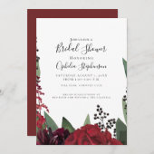 Vrijgezellenfeest | Elegante Bourgogne Marsala Flo Aankondiging (Voorkant / Achterkant)