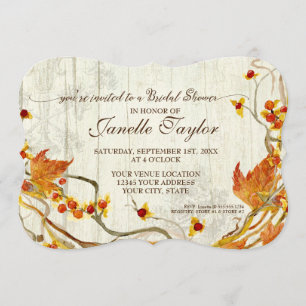 Vrijgezellenfeest Elegante Houten Herfst Herfstbru Kaart