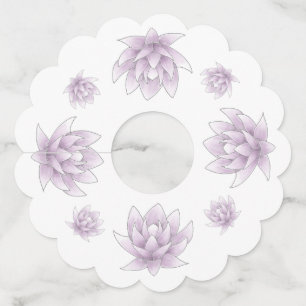 Vrijgezellenfeest Elegante Roze Lotus Wijnglaslabel