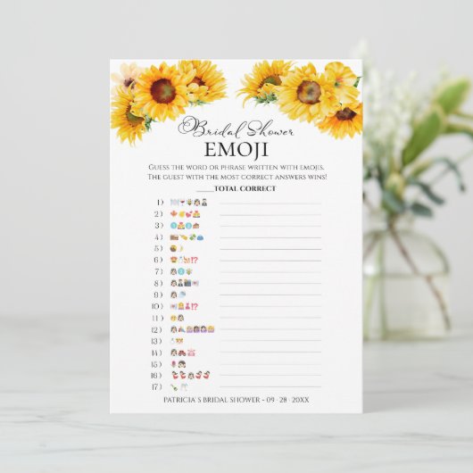 Vrijgezellenfeest-emoji | Herfst Floral Pictionary Kaart (Staand voorkant)