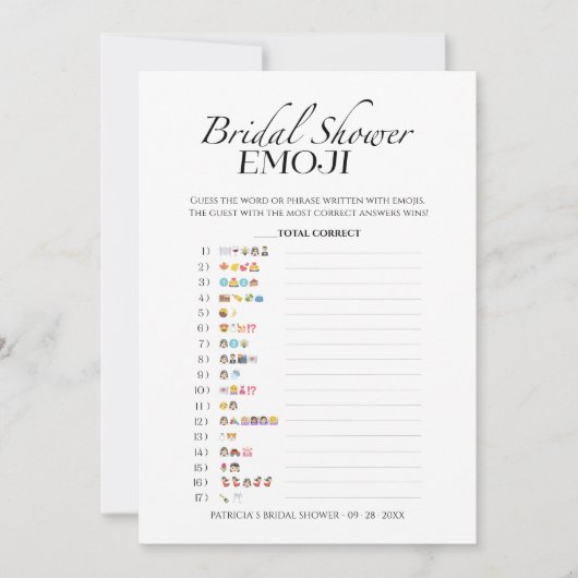 Vrijgezellenfeest Emoji Minimalistische Pictionary Kaart (Voorkant)