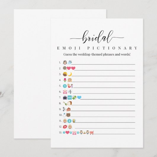 Vrijgezellenfeest Emoji Pictionary Game Kaart (Voorkant / Achterkant)