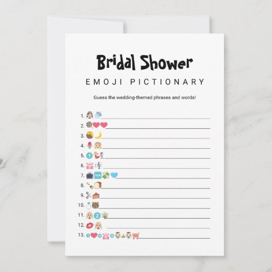 Vrijgezellenfeest Emoji Pictionary Game Kaart (Voorkant)