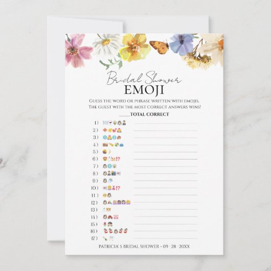 Vrijgezellenfeest Emoji | Wildflower Pictionary Ka Kaart (Voorkant)