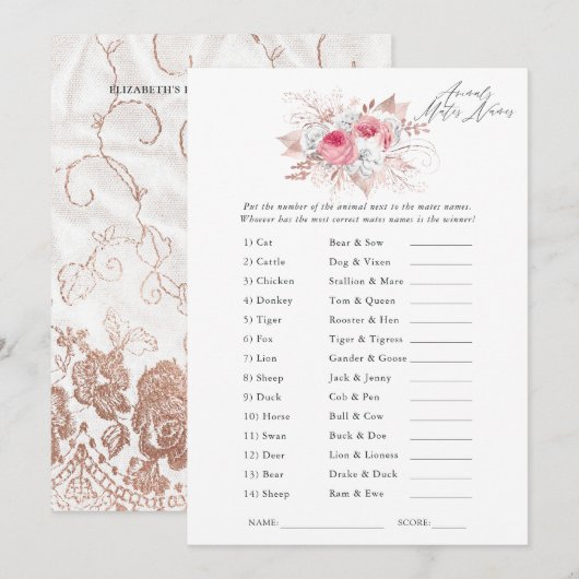 Vrijgezellenfeest- en kalfskammen kaart (Voorkant / Achterkant)