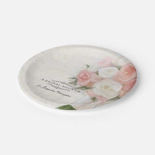 Vrijgezellenfeest  Engels Rose Bouquet Damask Papieren Bordje (Gekanteld)