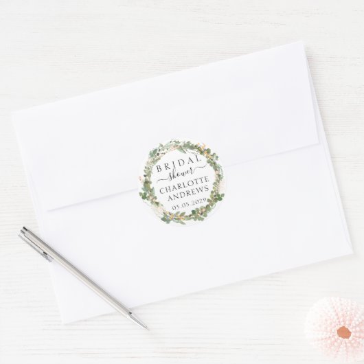 Vrijgezellenfeest Eucalyptus Flowers Ronde Sticker (Envelop)