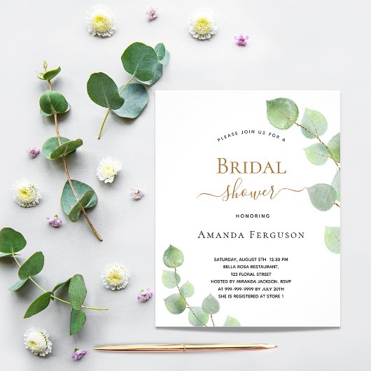 Vrijgezellenfeest eucalyptus folia budgetuitnodigi flyer