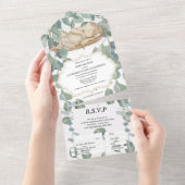 Vrijgezellenfeest eucalyptus greenery baby all in one uitnodiging (Afscheurbaar)