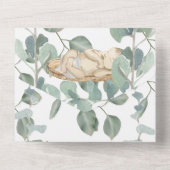 Vrijgezellenfeest eucalyptus greenery baby all in one uitnodiging (Achterkant)