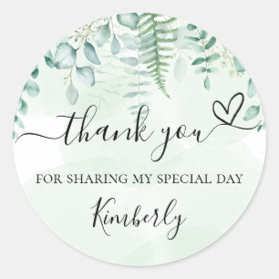 Vrijgezellenfeest eucalyptus greenery bedankt ronde sticker