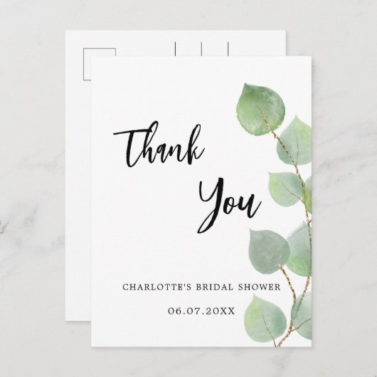 Vrijgezellenfeest eucalyptus greenery - dank je we briefkaart (Voorkant / Achterkant)