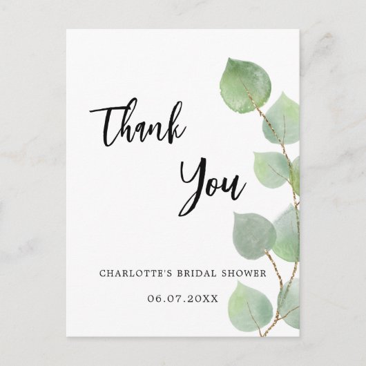 Vrijgezellenfeest eucalyptus greenery - dank je we briefkaart (Voorkant)