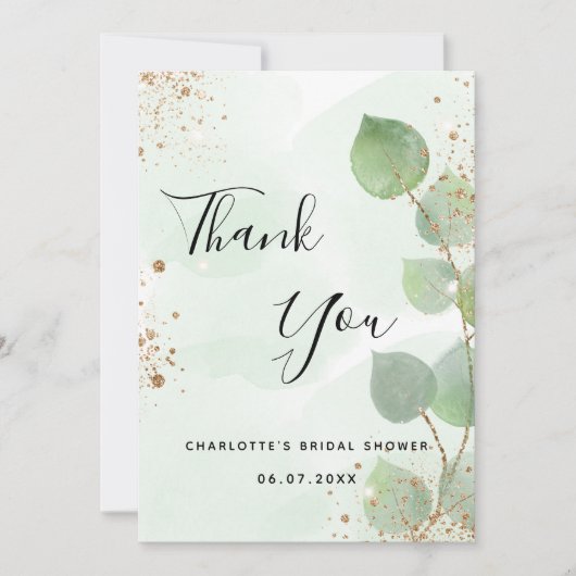 Vrijgezellenfeest eucalyptus greenery - dank je we kaart (Voorkant)