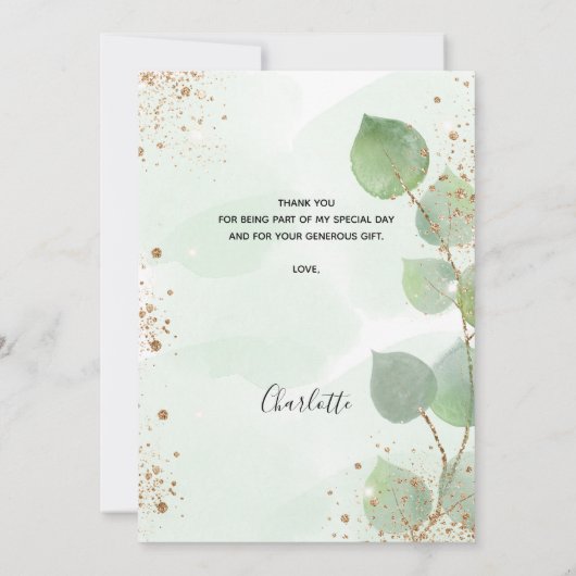 Vrijgezellenfeest eucalyptus greenery - dank je we kaart (Achterkant)