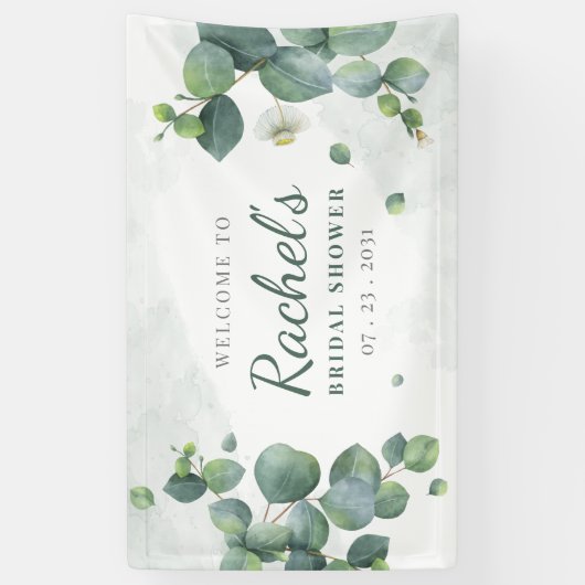 Vrijgezellenfeest Eucalyptus Greenery Elegant Flor Spandoek (Verticaal)