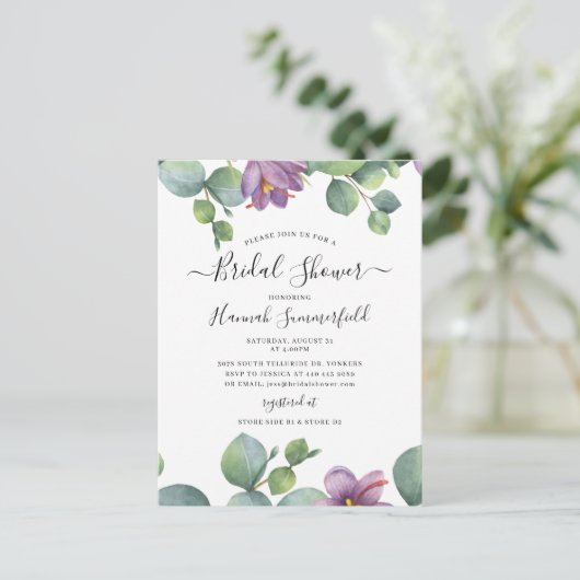 Vrijgezellenfeest Eucalyptus Greenery Floral Succu Uitnodiging Briefkaart (Staand voorkant)