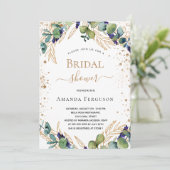 Vrijgezellenfeest eucalyptus greenery gold glitter kaart (Staand voorkant)