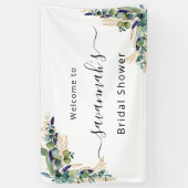 Vrijgezellenfeest eucalyptus greenery gold monogra spandoek (Verticaal)