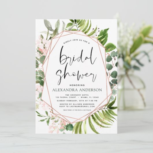 Vrijgezellenfeest Eucalyptus Greenery Roos Gold Kaart (Staand voorkant)