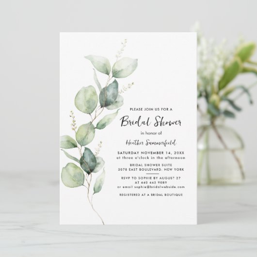 Vrijgezellenfeest Eucalyptus Greenery Script Kaart (Staand voorkant)