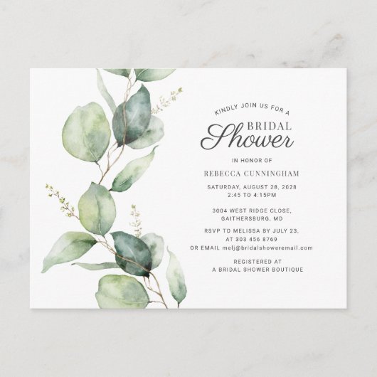 Vrijgezellenfeest Eucalyptus Greenery Script Uitnodiging Briefkaart (Voorkant)