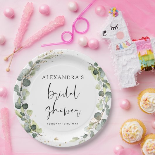 Vrijgezellenfeest Eucalyptus Greenery Succulent Papieren Bordje (Feest)