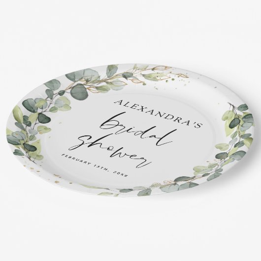 Vrijgezellenfeest Eucalyptus Greenery Succulent Papieren Bordje (Gekanteld)