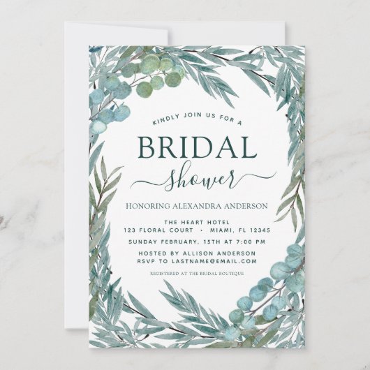 Vrijgezellenfeest Eucalyptus Greenery Waterverf Kaart (Voorkant)