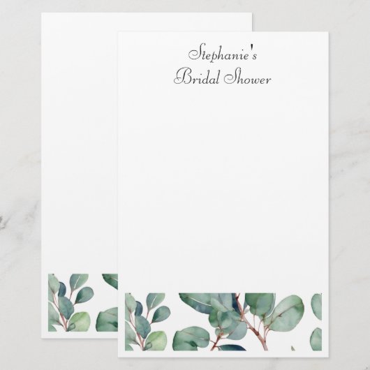 Vrijgezellenfeest eucalyptus groen elegante bruilo briefpapier (Voorkant / Achterkant)