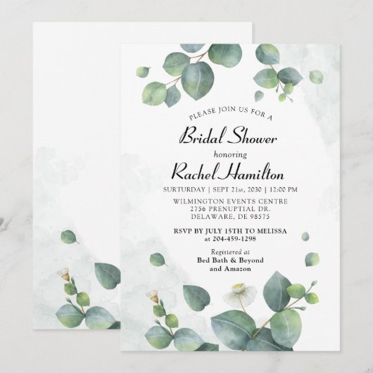 Vrijgezellenfeest Eucalyptus groen Kaart (Voorkant / Achterkant)