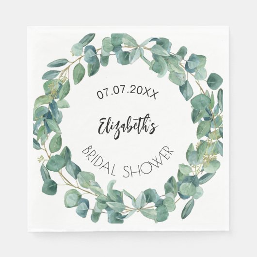 Vrijgezellenfeest eucalyptus groen krans servet (Voorkant)