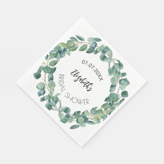 Vrijgezellenfeest eucalyptus groen krans servet (Hoek)